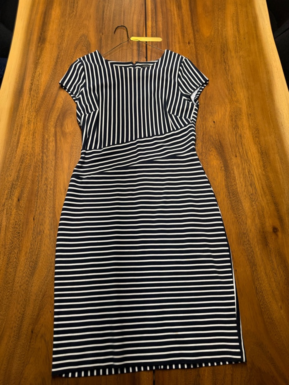 Banana Republic Navy and White Striped Midi Dress